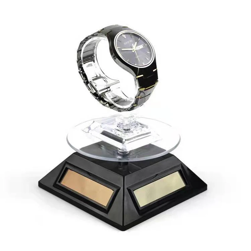 

Fashion 360° Rotating Display Table Watch Jewelry Hand-made Display Tray Collection Exhibition Hall Solar Energy Plus Battery