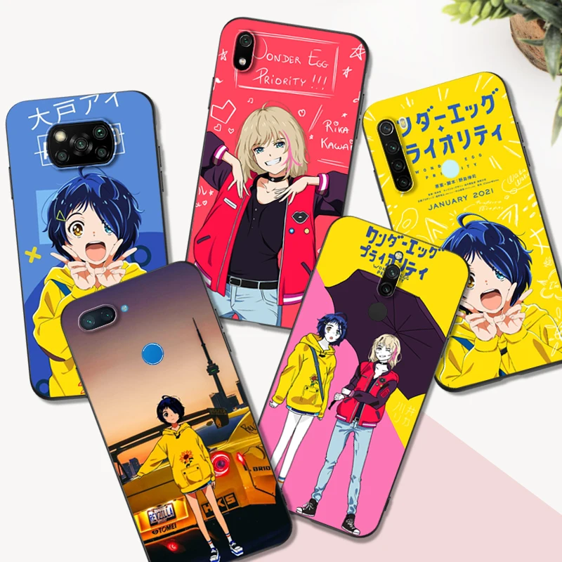 Custodia In Tpu Nero Per Xiaomi Redmi 5 5Plus 6 6A 7 7A 8 8A Cover Posteriore Rika Wonder Egg Kawai