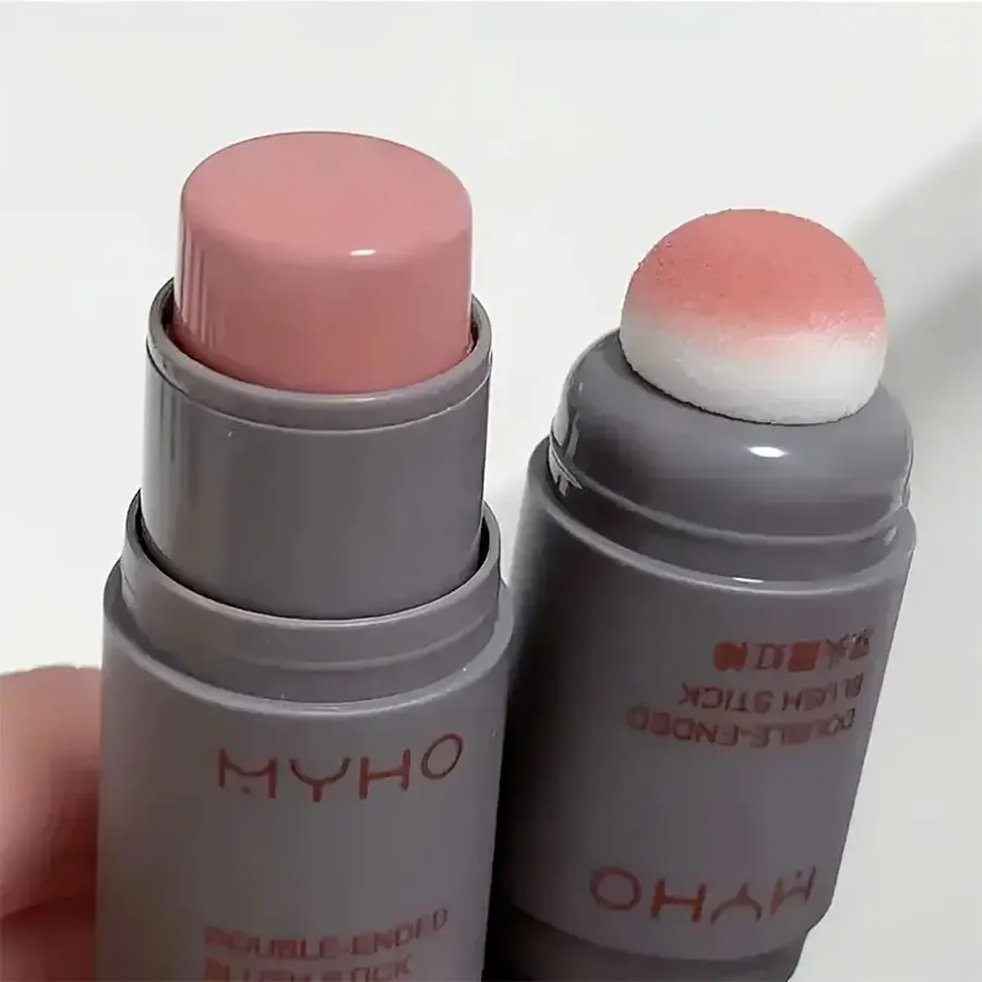 Double head Sponge Monochrome Powder Blusher Lip Cheek Dual-use Durable Matte Natural Rouge Natur Powder Blusher Stick Cosmetics 4