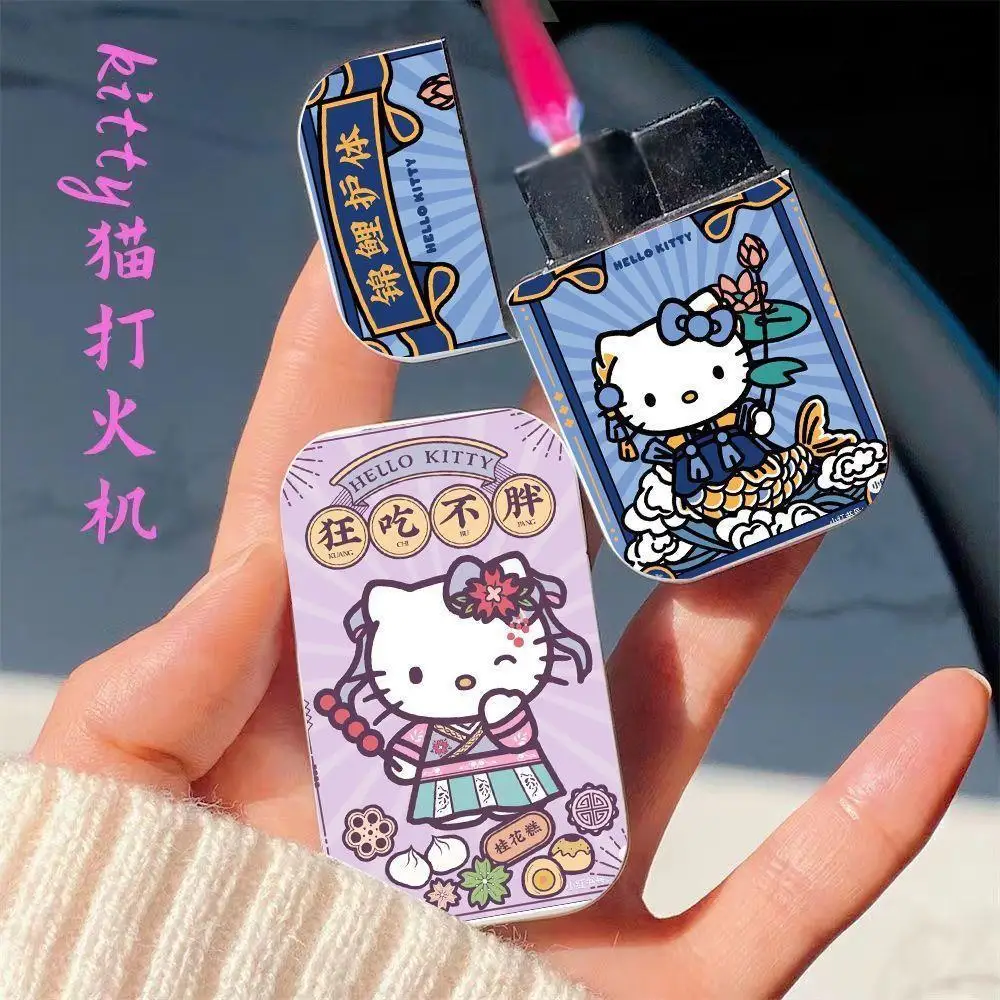 

Новый милый креативный персонализированный мультяшный узор Hello Kitty ветрозащитная зажигалка с розовым пламенем Оптовые праздничные подарки для друзей