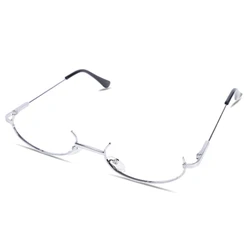 Vintage Chic Metal Half - Frame Eyewear for Cosplay & Party Décor (Silver)