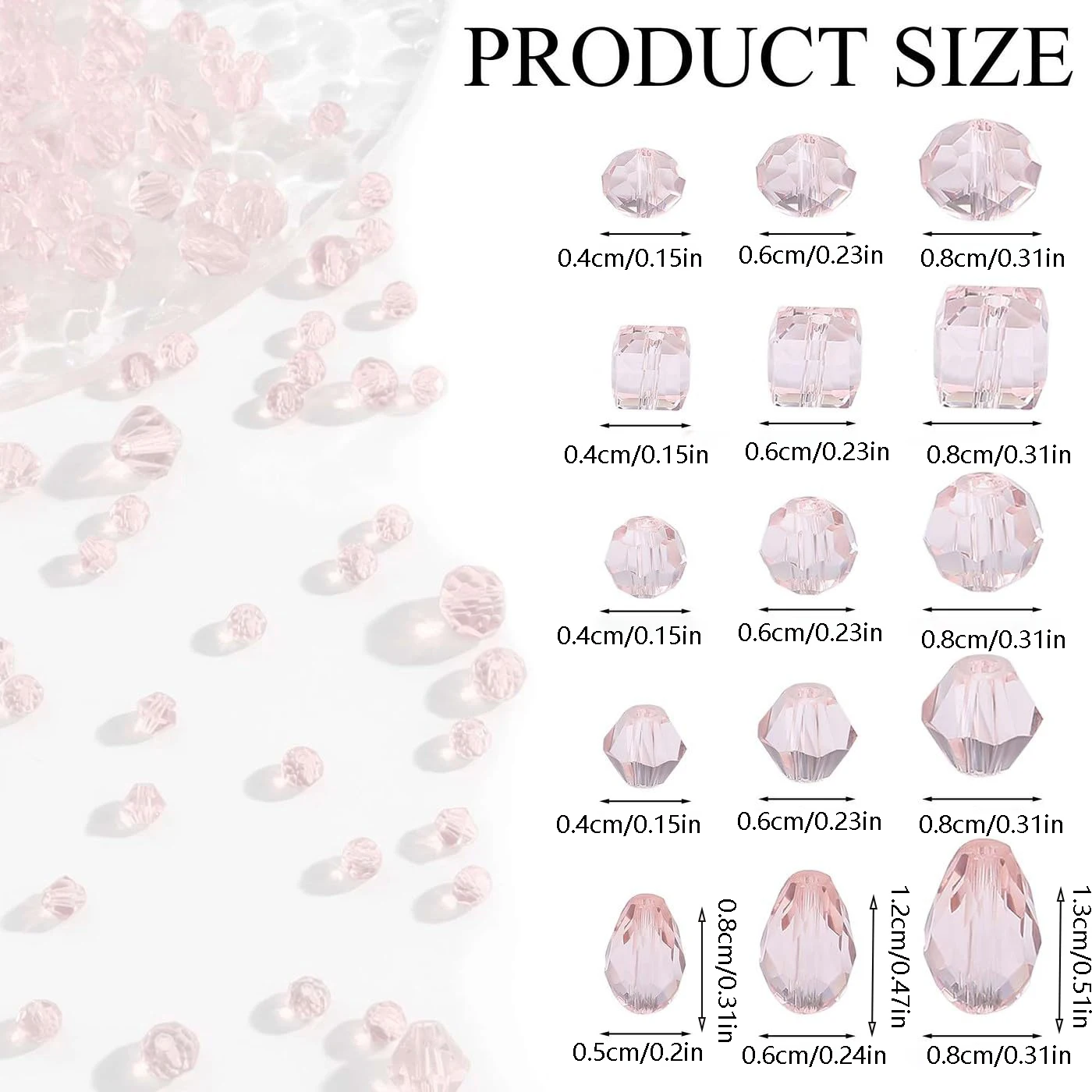 300pcs Mixed Crystal Rondelle Light AB Glass Beads for Shiny Jewelry & Crafts DIY Kit