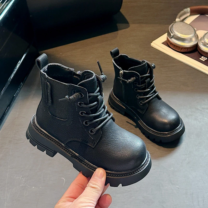 Girls Korean Style Leather Short Boots