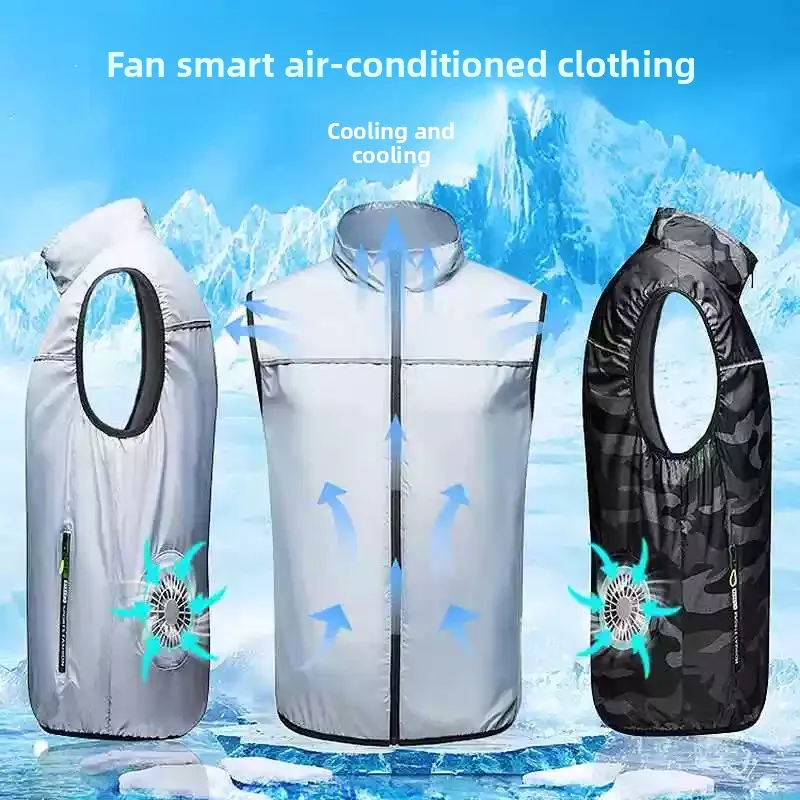 Men's Cooling Vest with Fan - Outdoor Air Conditioner Jacket USB Rechargeable Sun Protection Work Wear for Summer Hiking Fishing