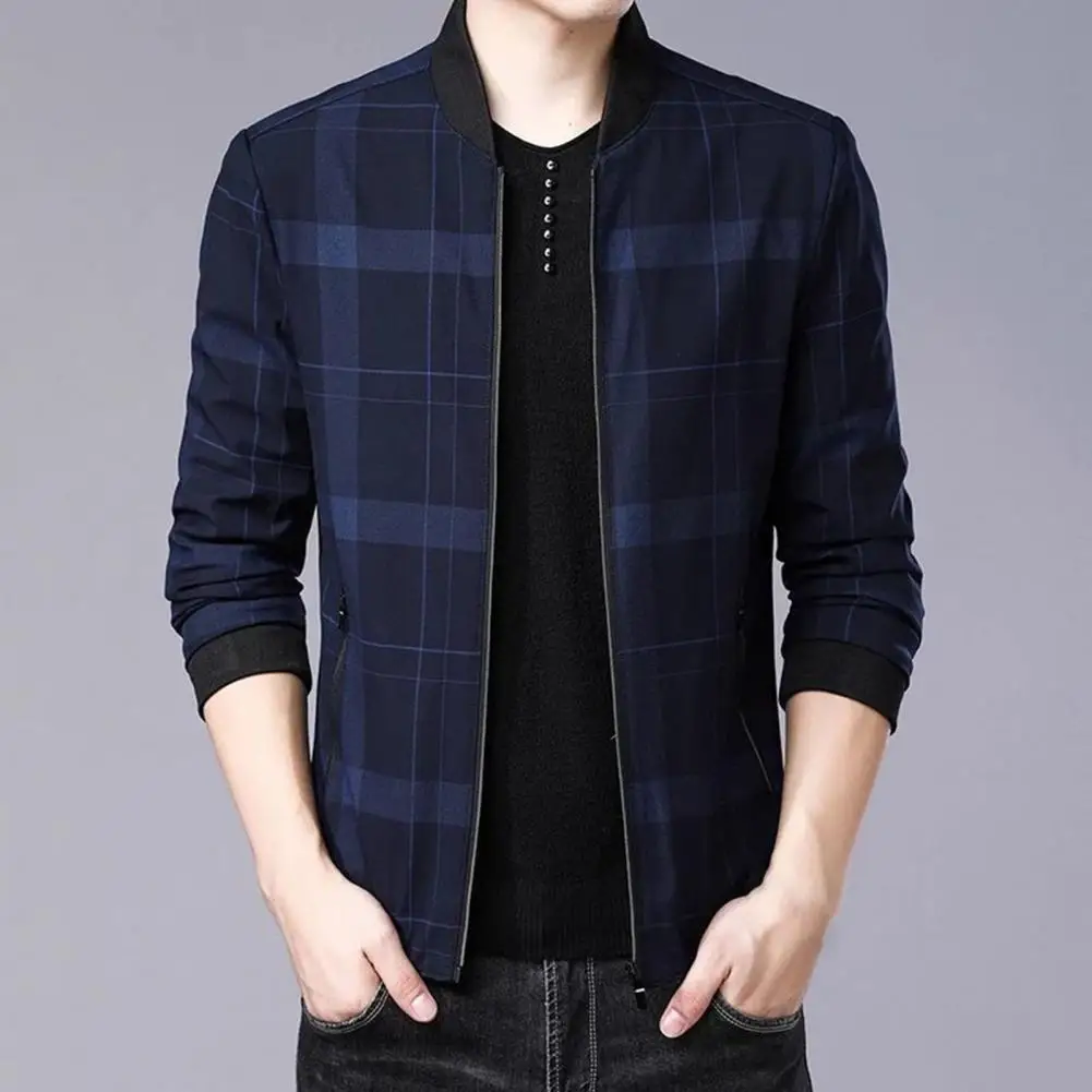 

Fabulous Men Jacket Breathable Pockets Great Stitching Cardigan Spring Coat Men Coat Long Sleeve