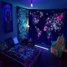  Shinning Woman Background Wall Fluorescent Tapestry Hanging Cloth Tiger City Night Skull Alien Tapestry Home Decoration Mural 