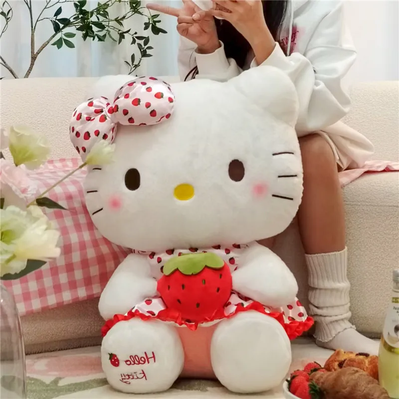 Plush Toys 23cm Sanrio Hello Kitty Doll Fruit Strawberry Cat Doll Girls Plush Toy Bedroom Decoration Pillow Cute Cartoon Birthday Gifts
