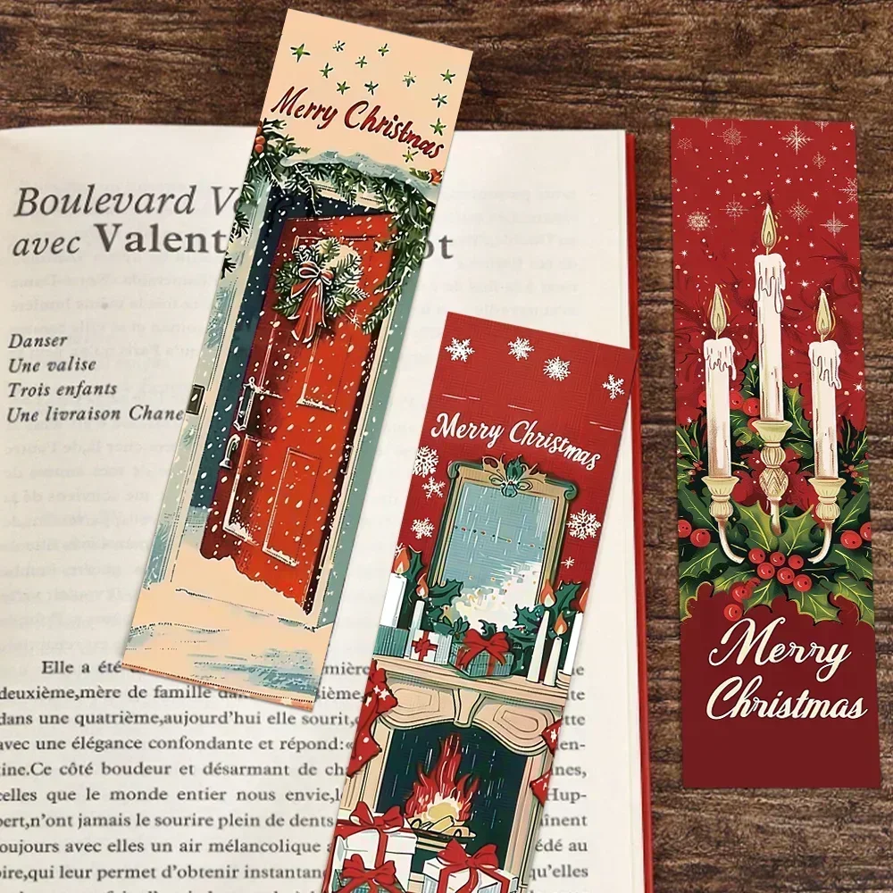 30 Pcs/Pack Christmas Bookmarks Cartoon Snowman Books Marking Reading Tools Creative Decorations Bookmarks Students Stationery