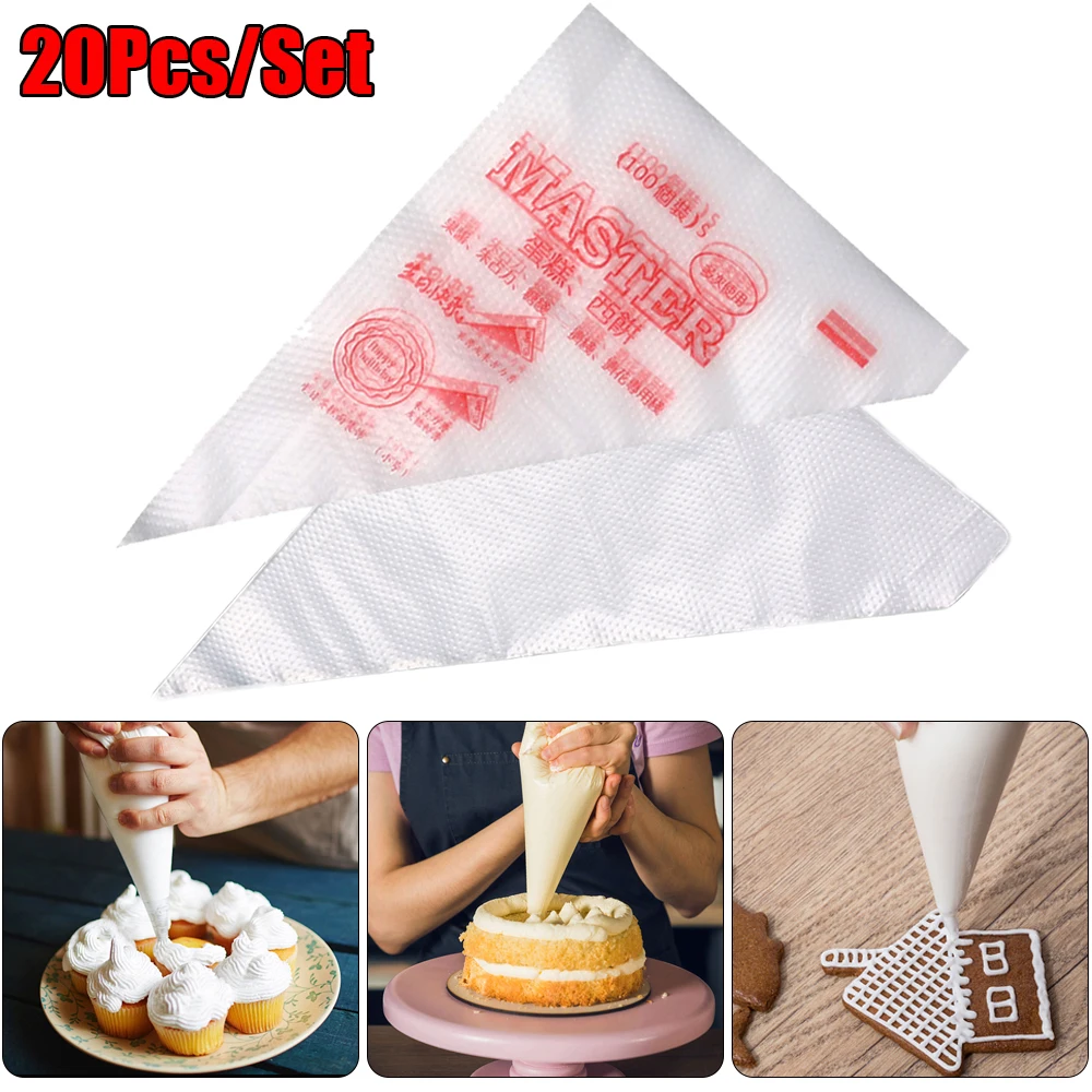 

20/1Pcs Disposable Piping Bag Cake Cream Bags For DIY Fondant Cream Decorating Pastry Dessert Household Kitchen Baking Tools