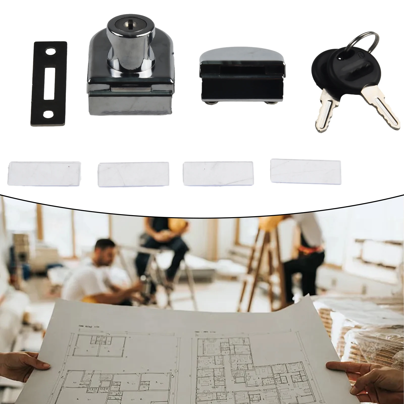 Description Picture 5 of item5-8mm Keys Glass Door Lock Delicate Smooth Thick glass Hardware Replacement Accessories Double-Door Improvement