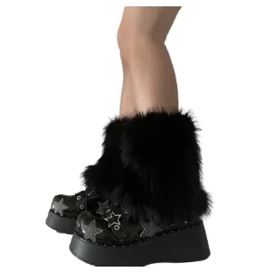 3 Farben 25 cm verdicken Kunstpelz Plüsch Beinwärmer Winter Damen warme fußlose Stiefelüberzüge Y2K JK Uniform Kleidung Zubehör – Detail 7