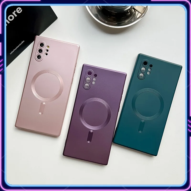 

Magnetic Wireless Plating Charging Shell For Samsung Note 10 20 Pro Z Flip 3 4 5 S20 S21 S22 S23 FE Plus Ultra Phone Case