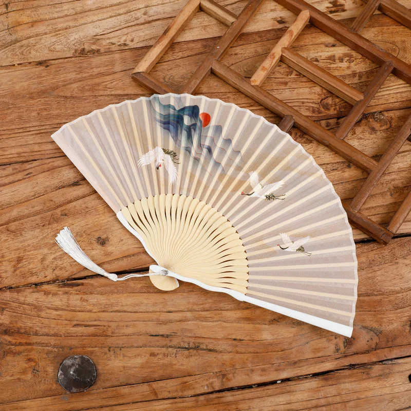 Bamboo Japanese Wedding Fans Folding Retro Party Hand Fan Handle Female