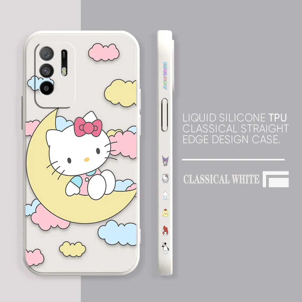 thumbnail image 1 of Case For OPPO A52 A54 A55 A57 A59 A93 A83 A92S A93S 4G 5G A16 Colour Simple Liquid Silicone Case Cute Hello K-Kitty Cat, 1 of 5