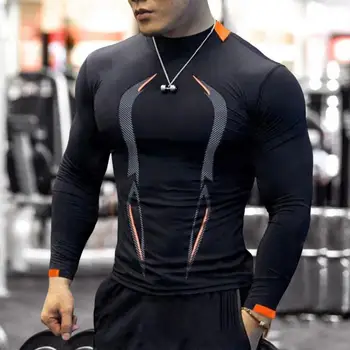 2024 T-shirt da allenamento a maniche lunghe da uomo Camicia da palestra Girocollo T-shirt sportiva Assorbimento del sudore T-shirt da allenamento T-shirt sportive ad asciugatura rapida