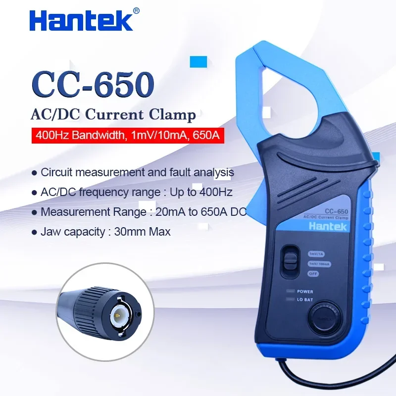 Hantek Automotive Diagnostic Oscilloscope Current Probe CC650 DC AC current clamp 5KHz 1A-DC 650A AC 500A