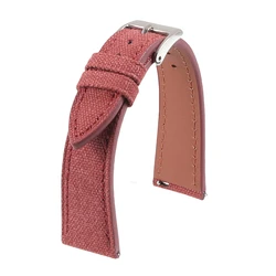 Handcrafted Vintage Canvas Watch Strap - Slim Design, Quick Release - 22mm (Red)