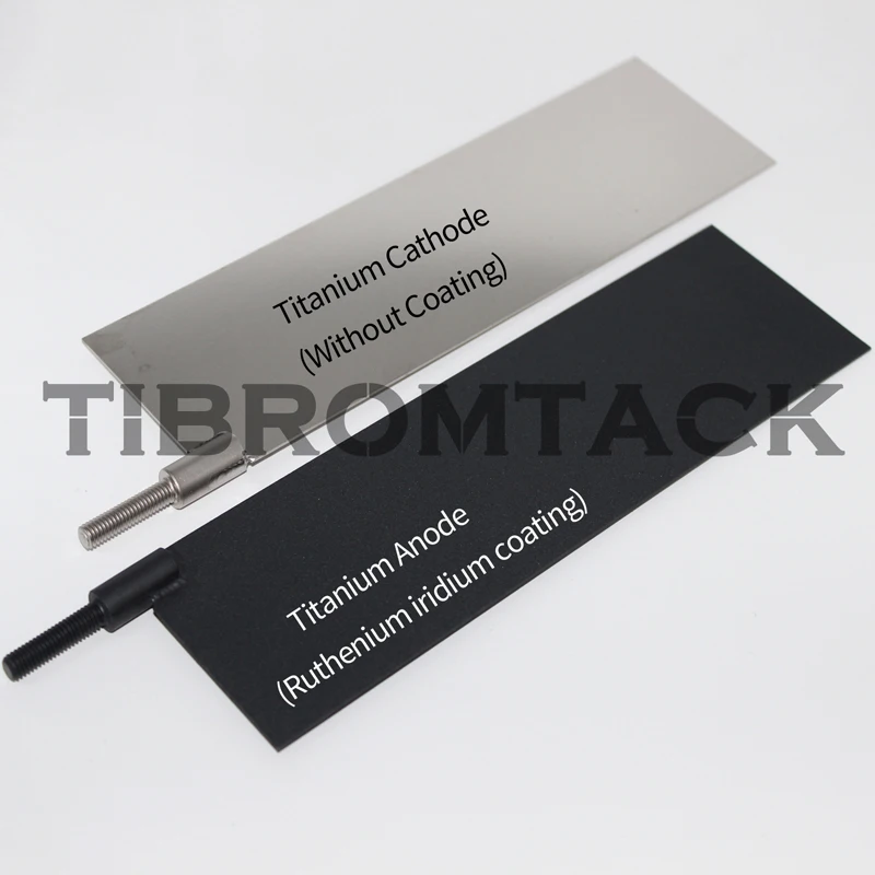 Ru/Ir 코팅 티타늄 양극판 + 순수 티타늄 음극판(200x60x1mm) 단자 포함 전기 도금 무료 배송