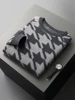 New Men O-neck Cashmere Sweater Long Sleeve 100% Merino Wool Pullover Autumn Winter Soft Warm Houndstooth Knitwear Casual Jumper 6