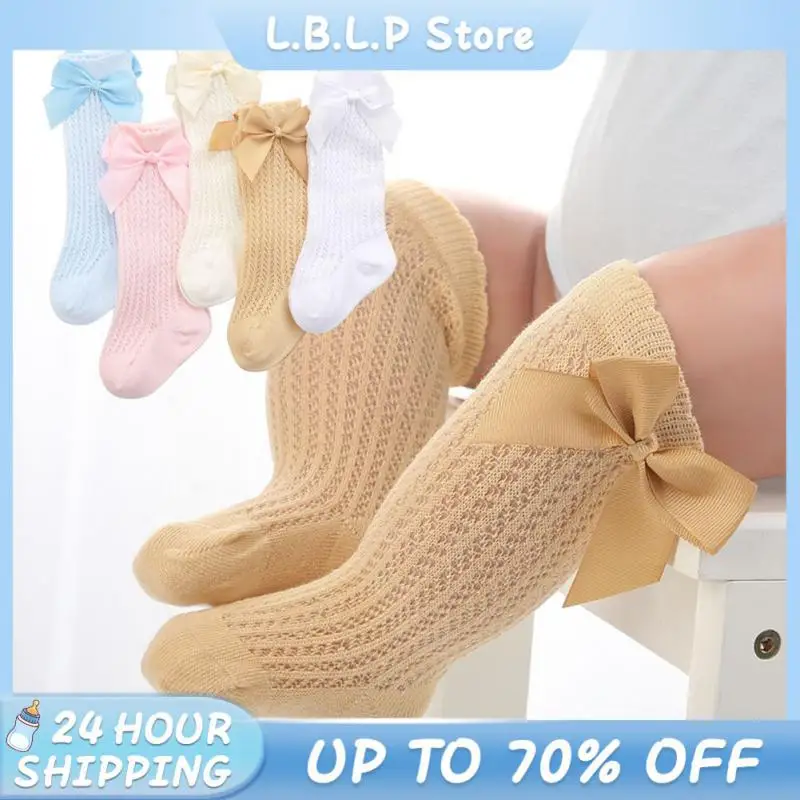 

Soft Girl Socks Strong Sweat Absorption Baby Middle Tube 1 Pair Baby Big Bow Socks Breathable Knee-length Socks Baby Product