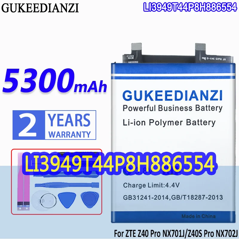 

High Capacity GUKEEDIANZI Battery LI3949T44P8H886554 5300mAh For ZTE Z40/Z40S Pro NX701J NX702J