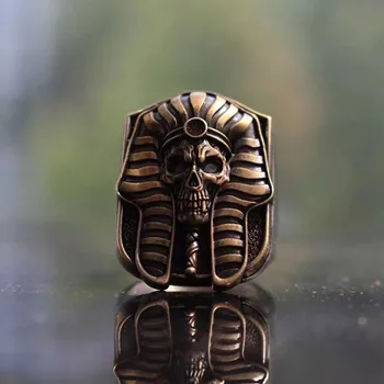 S925 Silver Do Old Craft Egyptian Pharaoh Men's Silver Ring