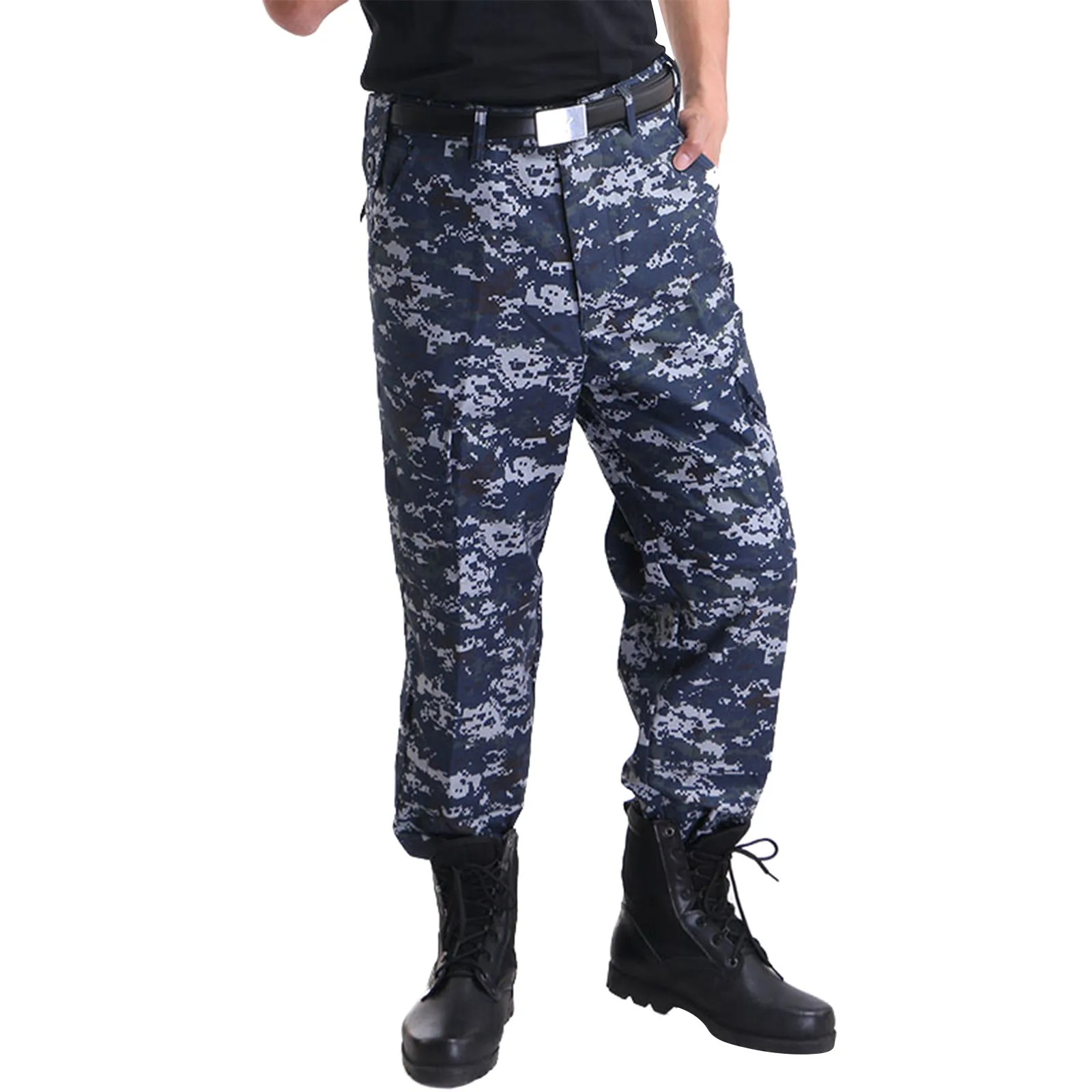 

Men'S Camouflage Cargo Trousers Multi Pocket Durable Training Cargo Pants Outdoor Mountaineering Camping Workwear Pants