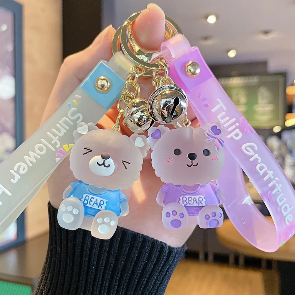 Deyuer Key Chain Cartoon Jelly Color Bear Unisex Multipurpose Letter Key  Ring Holder Bag Decoration