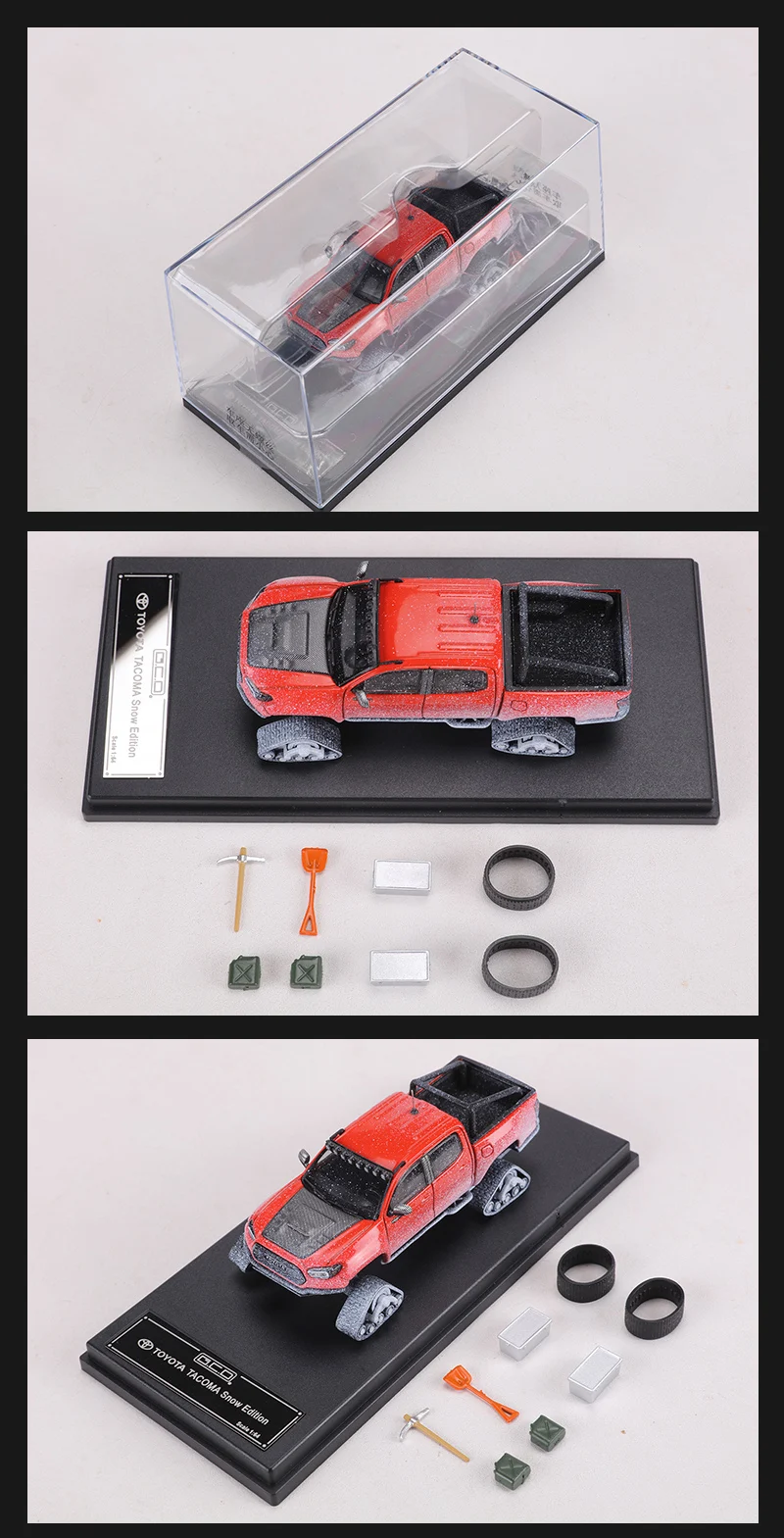 GCD 1:64 Tacoma Snow Car Alloy Model Car Includes Accessories 