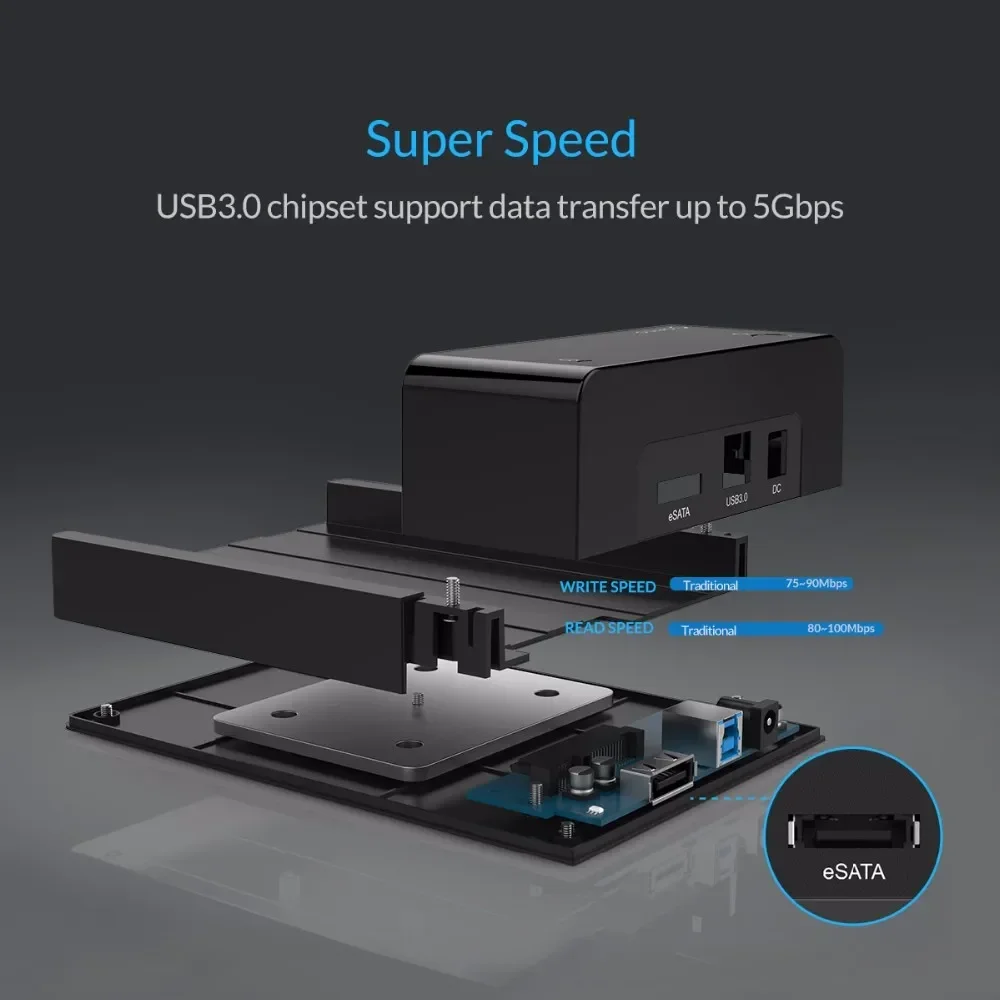 ESATA 3.5 Inch Hard Drive Docking Station USB3.0 Hard Drive Enclosure Tool-free SATA To USB Type B External SSD/HDD Case external hard drive case ssd enclosure hard drive enclosure hdd docking station