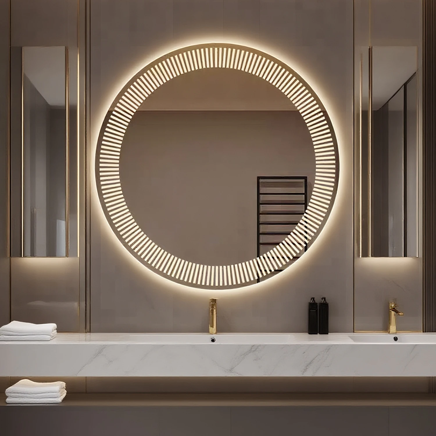 Factory Direct Sales Modern LED Bathroom Mirrors Touch Switch Magnifying Aluminum Alloy Frame Special-Shaped Apartment