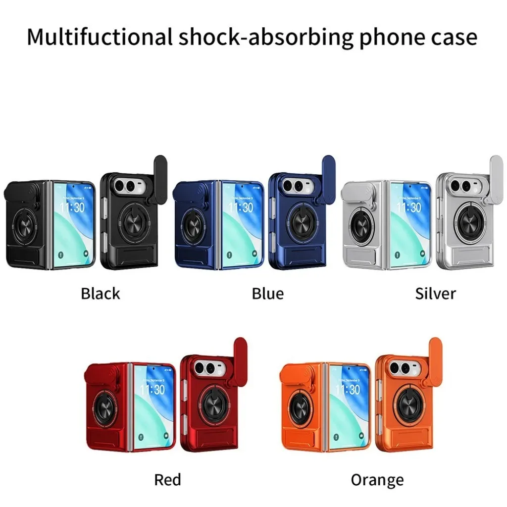 Magnetic Ring Holder Stand Phone Case with Dual-Layer Shockproof Protection & Lens Guard