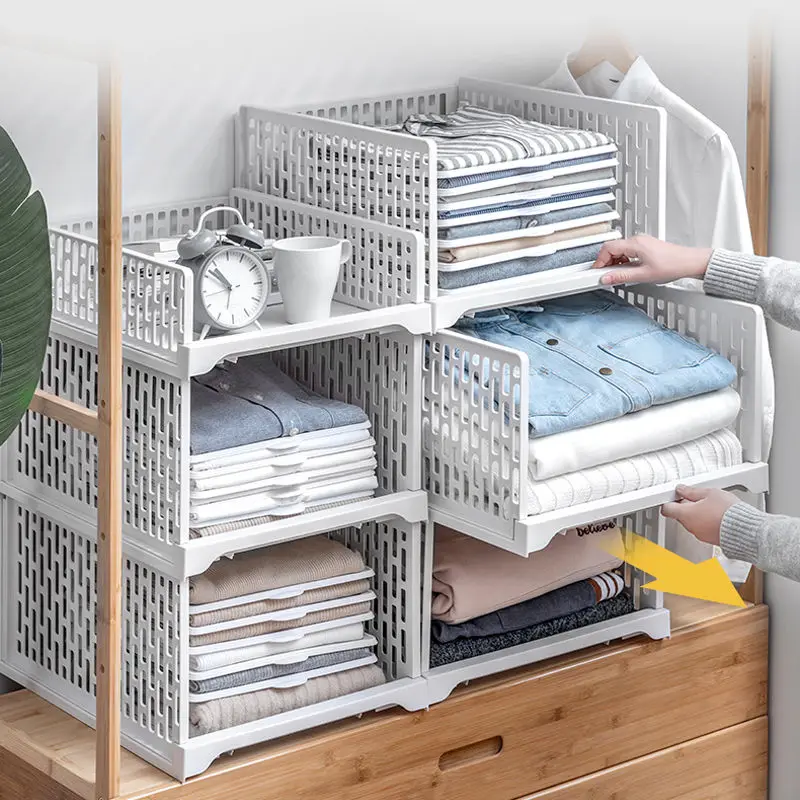 Caja de almacenamiento apilable para ropa, organizador de ropa