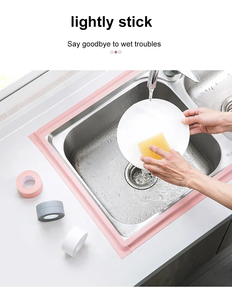 Description Picture 3 of itemSelf-adhesive Adhesive Waterproof Sticker PVC Sealing Strip Seam Sealer Kitchen Gap Bathroom Corner Wall Sealing Strip