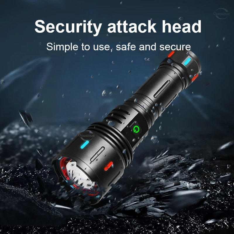 960000000LM 고출력 LED 손전등 USB 충전식 토치 방수 울트라 브라이트 손전등 장거리 6500M 캠핑 랜턴