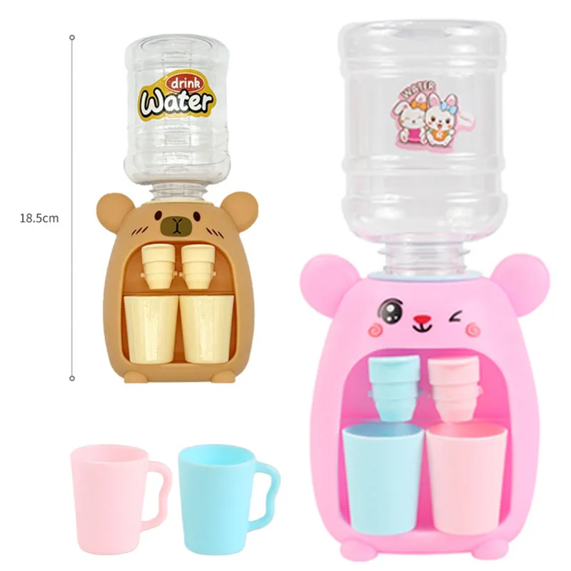 Children Cute Capybara Water Dispenser Toy with Dual Cup Cartoon Cold/Warm Water Juice Drinking Fountain Simulation Kitchen Toys