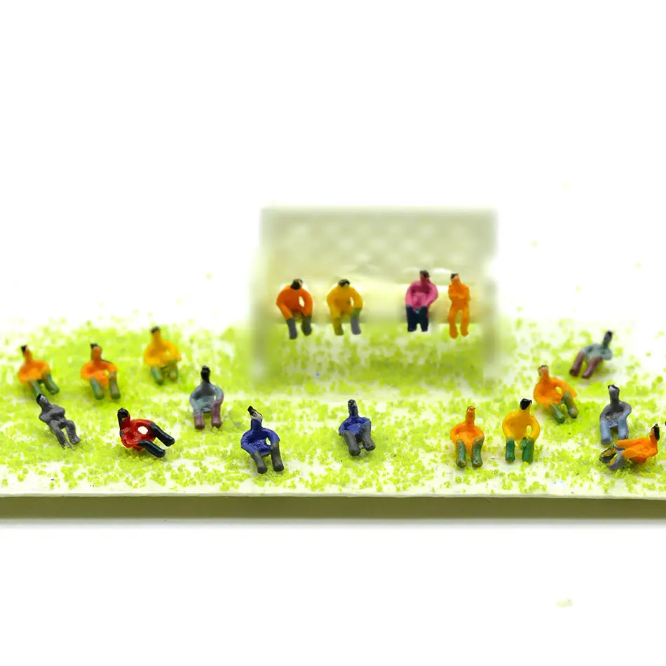100 Stück Miniaturfiguren im Maßstab 1:100 1:150 1:200 bemalte Menschen Modell ABS Spielzeug sitzende Sitzpassagier Dekoration für Diorama – Detail 5