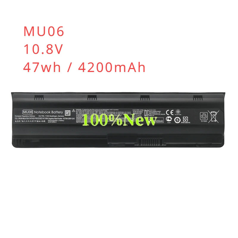 

MU06 MU06XL MU09 Laptop Battery for HP Pavilion G4 G6 G7 CQ42 CQ32 G42 CQ43 G32 DV6 DM4 G72 593562-001 HSTNN-DB0Y/UB0Y/IB0Y