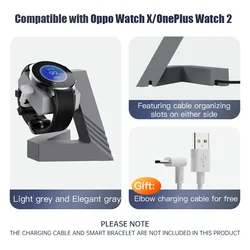 Premium Smart Watch Charging Stand - Elegant Dock Holder with Integrated Charging Cable (Grey with cable)