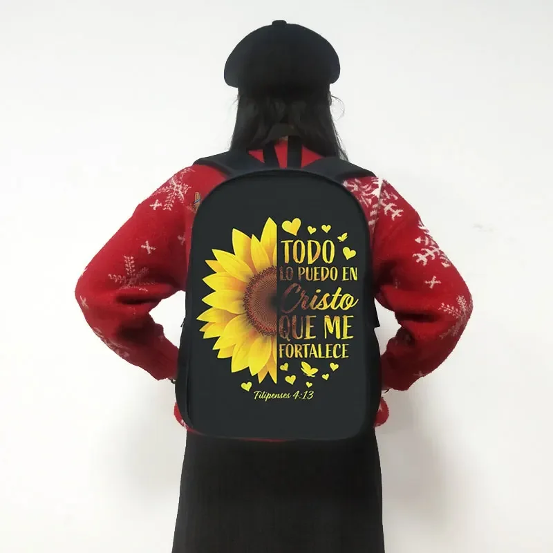 Bible Verse in Spanish Backpack Christian Gift Dios Es Amor School Bags Dios Todo Es Posible Laptop Backpacks Rucksack Book Bag 3