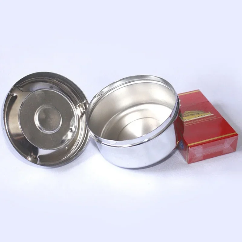 Portable Ashtray Stainless Steel Ashtray Metal Ashtray Metal Ashtray Round Rotating Self-Clearing Smokeless Smoker Ashtray Office Cigar Rotating Tray Housewares Ash Weed Set