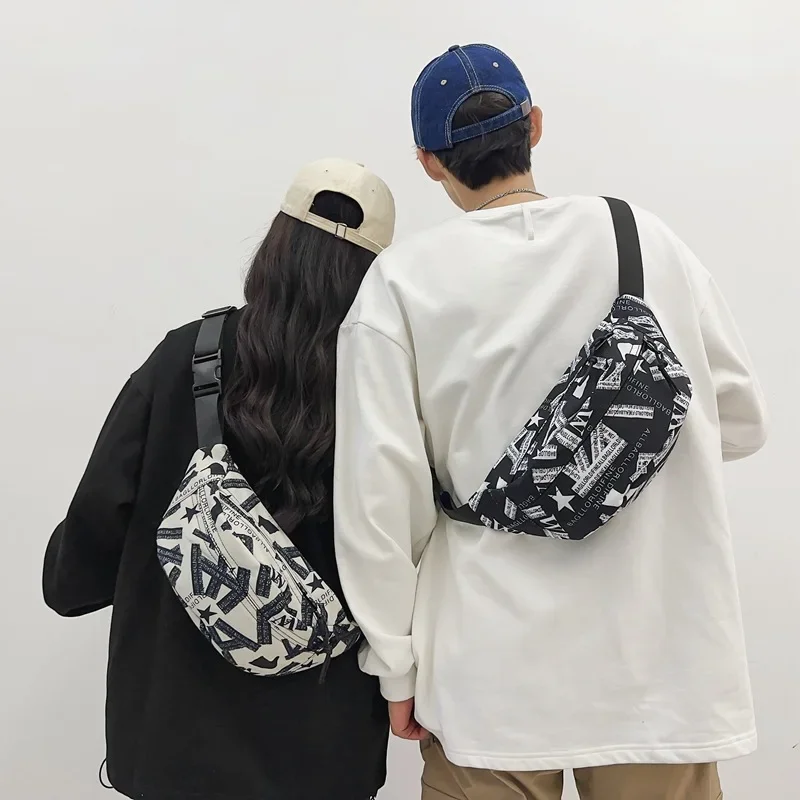 

Casual Couple Nylon Chest Bag Lightweight Small Single Shoulder Backpack Outdoor Travel Phone Bag Convenient Sports Waist Packs