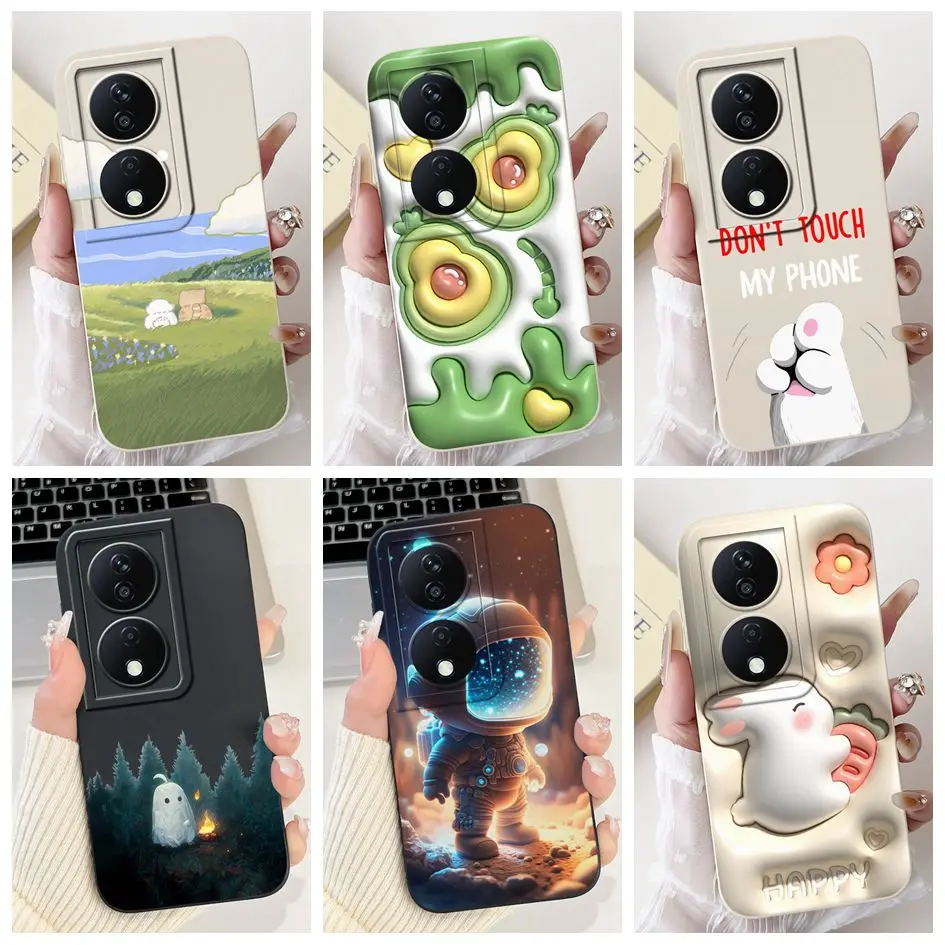 Cute Cartoon Astronaut Square Silicone Soft Case with Camera Lens Protection