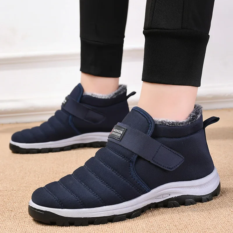 

Winter Men's Cotton Shoes 2023 New Keep Warm Plus Velvet Slip on Platform Snow Boots for Men Outdoor Anti-slip Male Casual Shoes