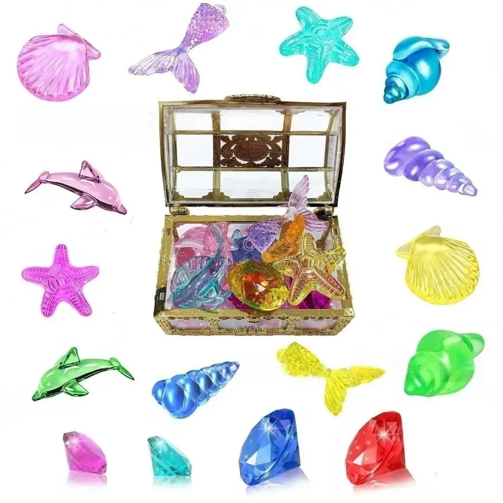 

Colorful Diving Gem Party Favors with 2 Treasure Chest Underwater Swim Pool Toys Crystals Pirate Boxes kids