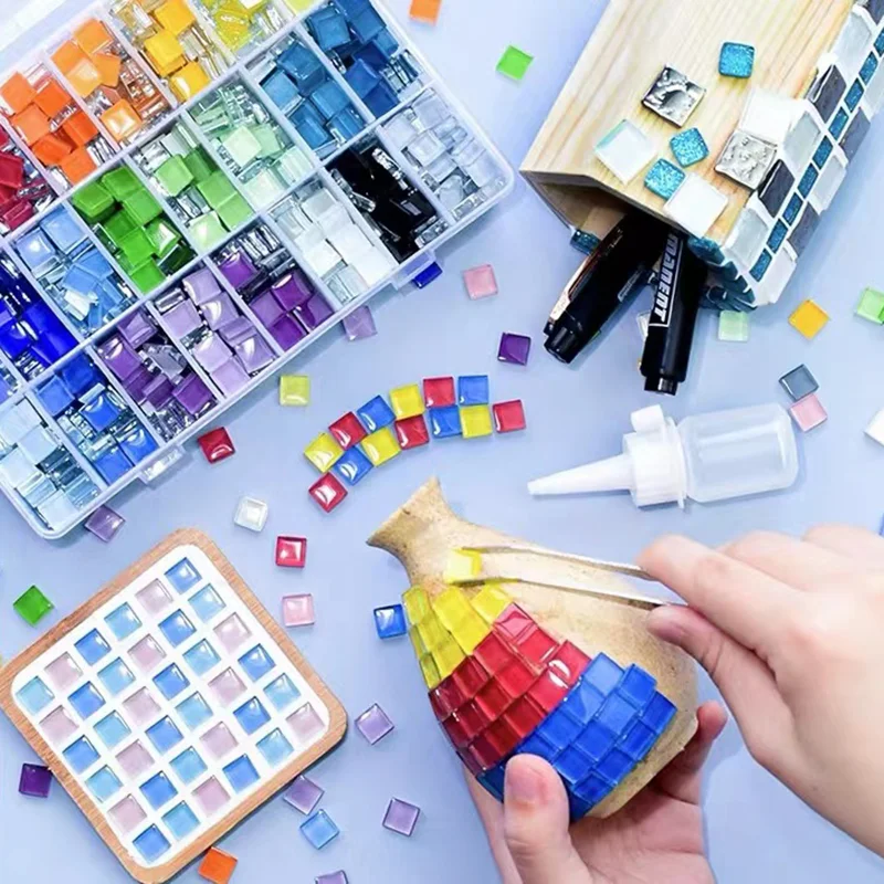 50pcs Colored Crystal Glass Mosaic Handmade DIY Children's Creative Decoration Art Area Painting Paste Material 4