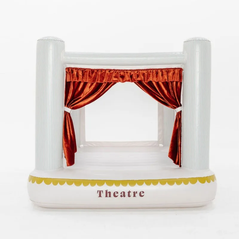 Mini City Bounce House Inflatable PVC Toy Children Castle Red Curtains 1-6 Years Old Birthday Gift