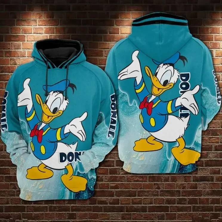 2024 Disney Duck 3D Felpa Con Cappuccio Reading Over Print 3D Felpa Con Cappuccio Da Uomo E Da Donna Con Zip E Film Di Donald Duck Over Print 3D Zip H