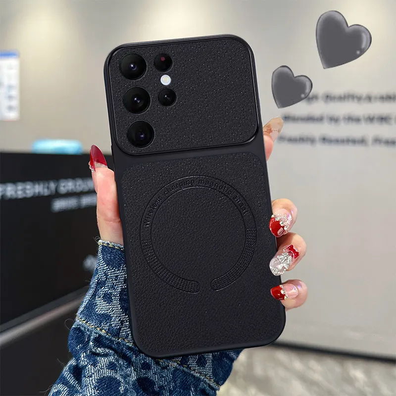 Lychee Pattern Magnetic Ultra-Thin Wireless Charging Case Cover