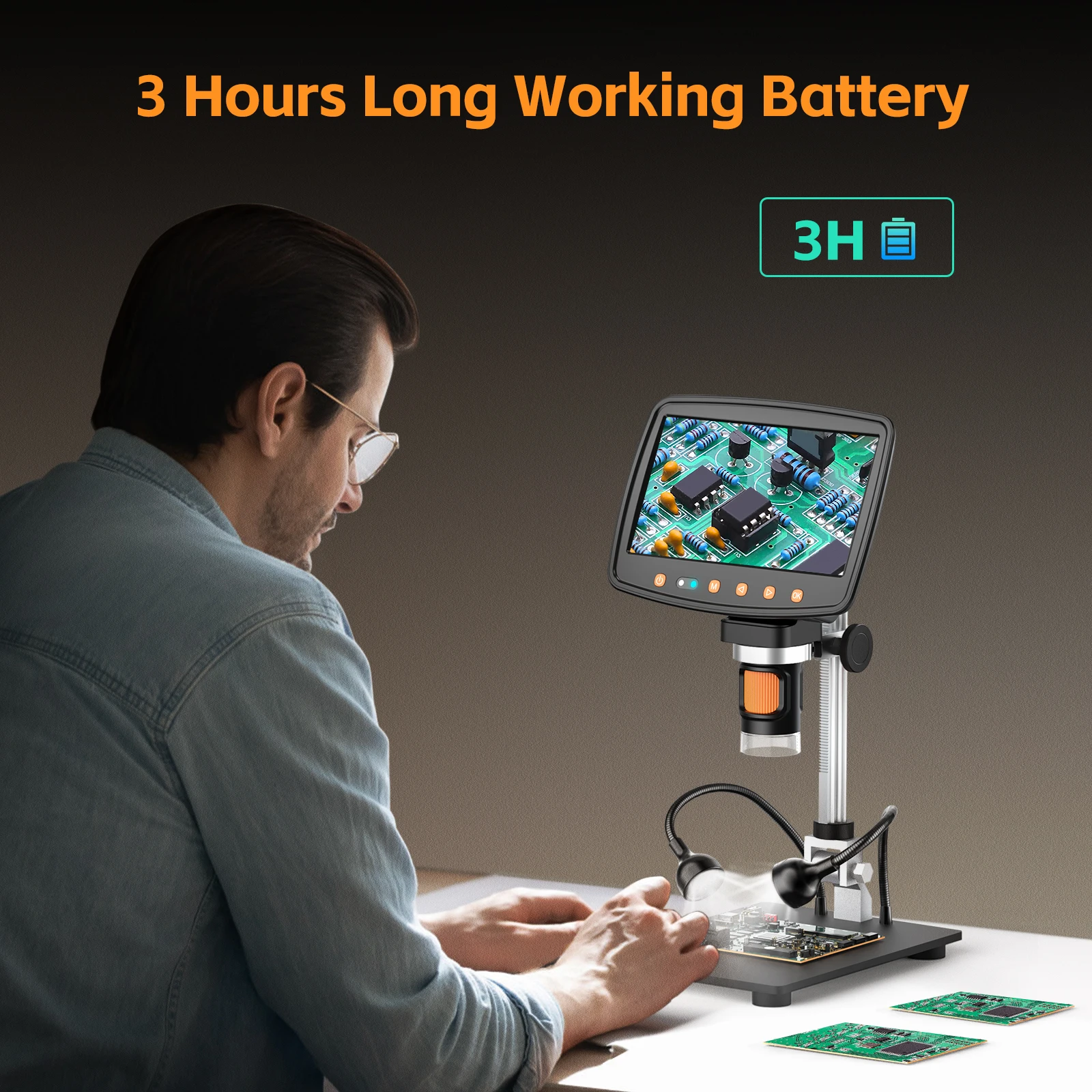 MS1 HDMI Digital Microscope with 7inch IPS Screen 1500X Magnification with 10LED